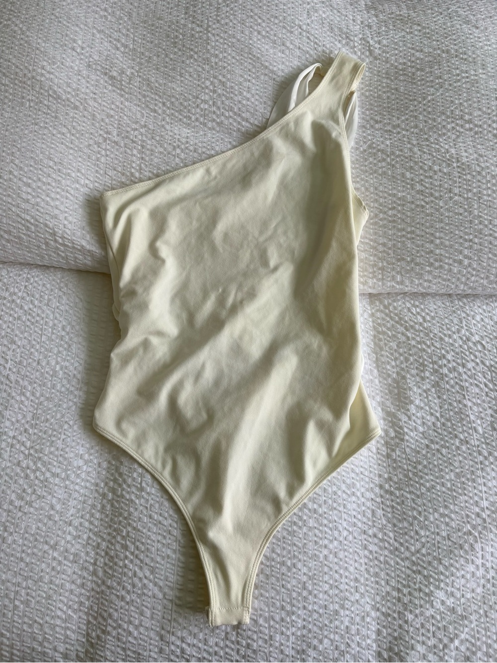 Free People One-Shoulder Cream Bodysuit